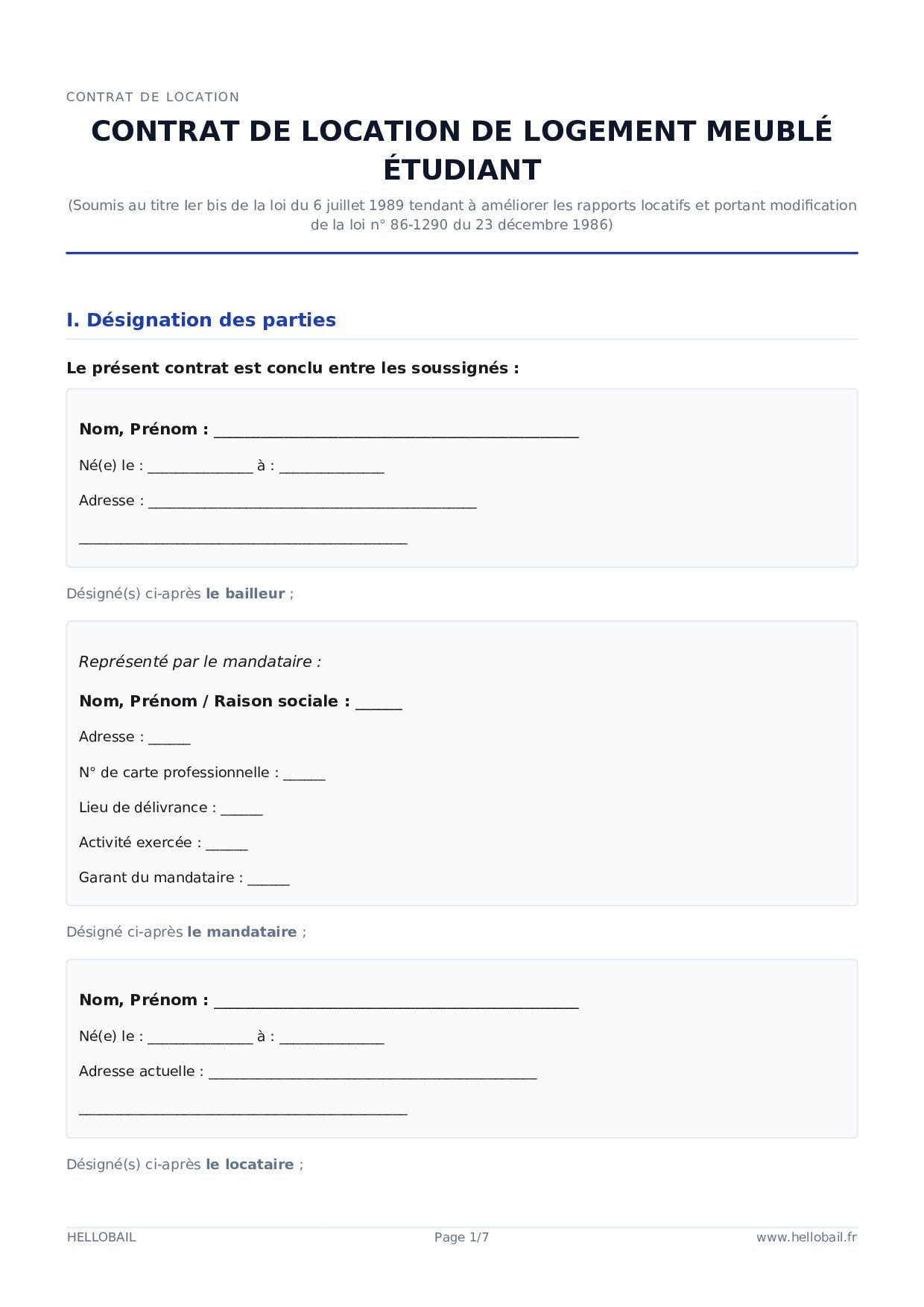 Bail étudiant