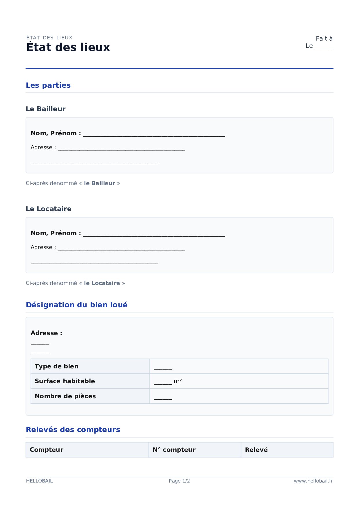État des lieux